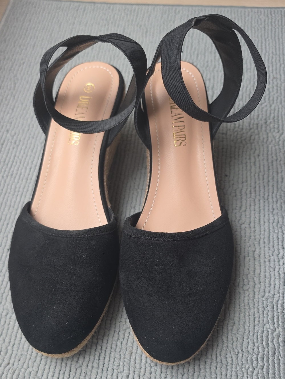 Dream Pairs Black Ankle-Strap Wedge Espadrilles -